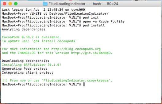 Cocoapods Terminal